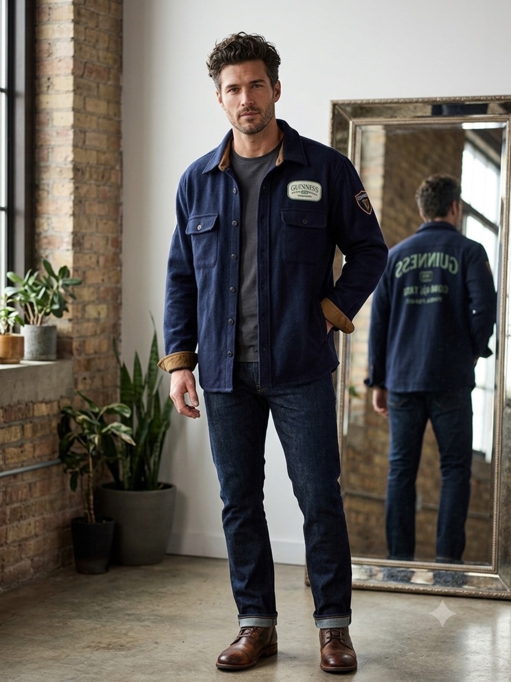 Guinness x Lucky Brand Wool Over Patch Trucker Shacket XL.